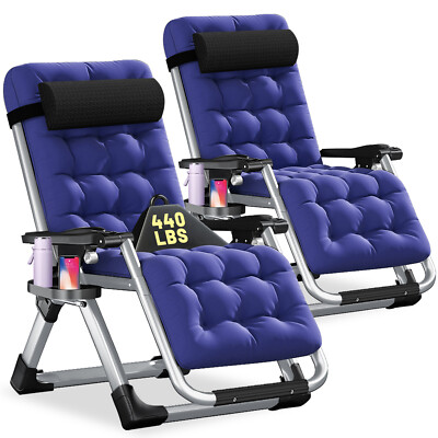 NAIZEA Zero Gravity Lounge Chair Set of 2 w/Removable Cushion Pillow Recliner