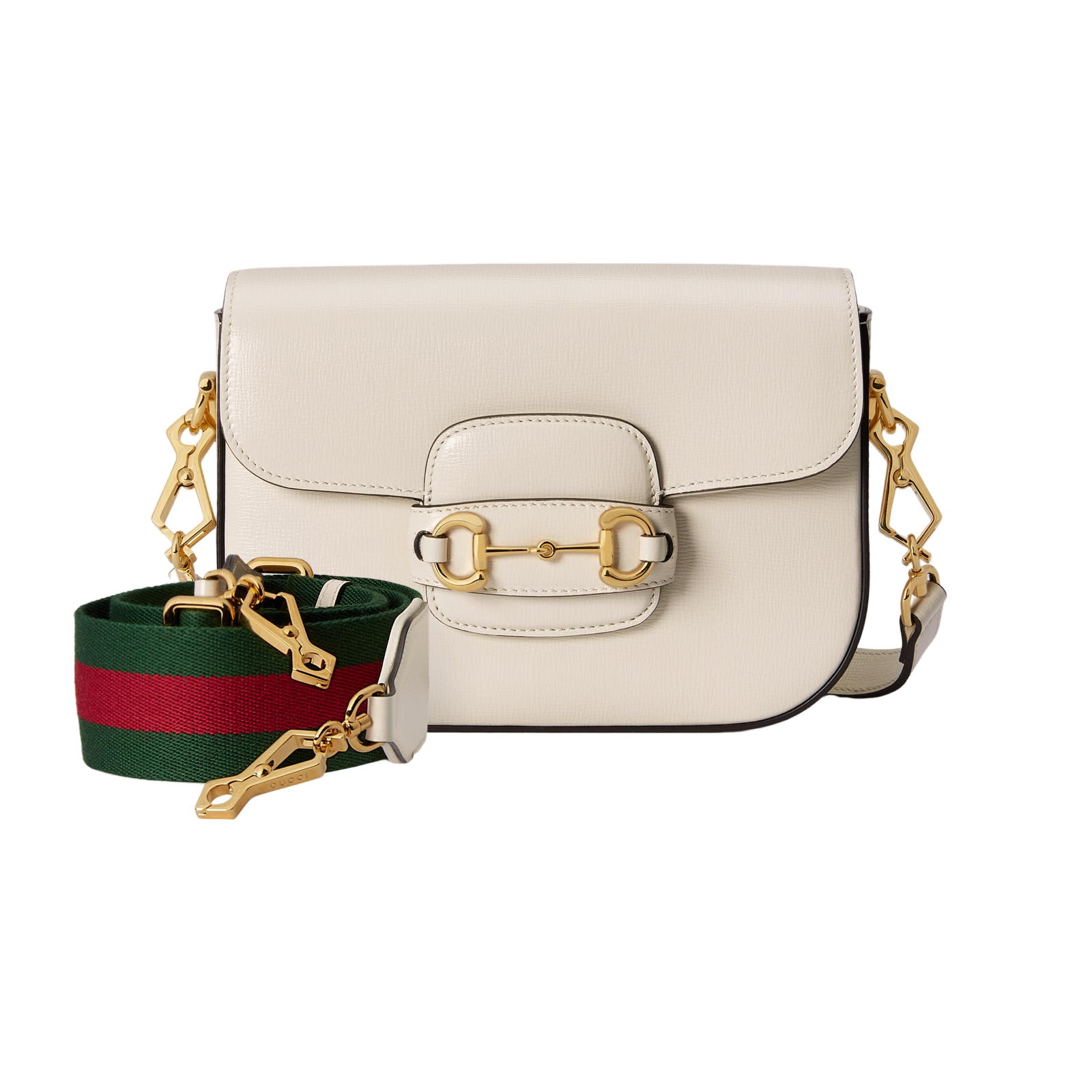 GUCCI Horsebit 1955 Small $3550 White Leather Shoulder Bag