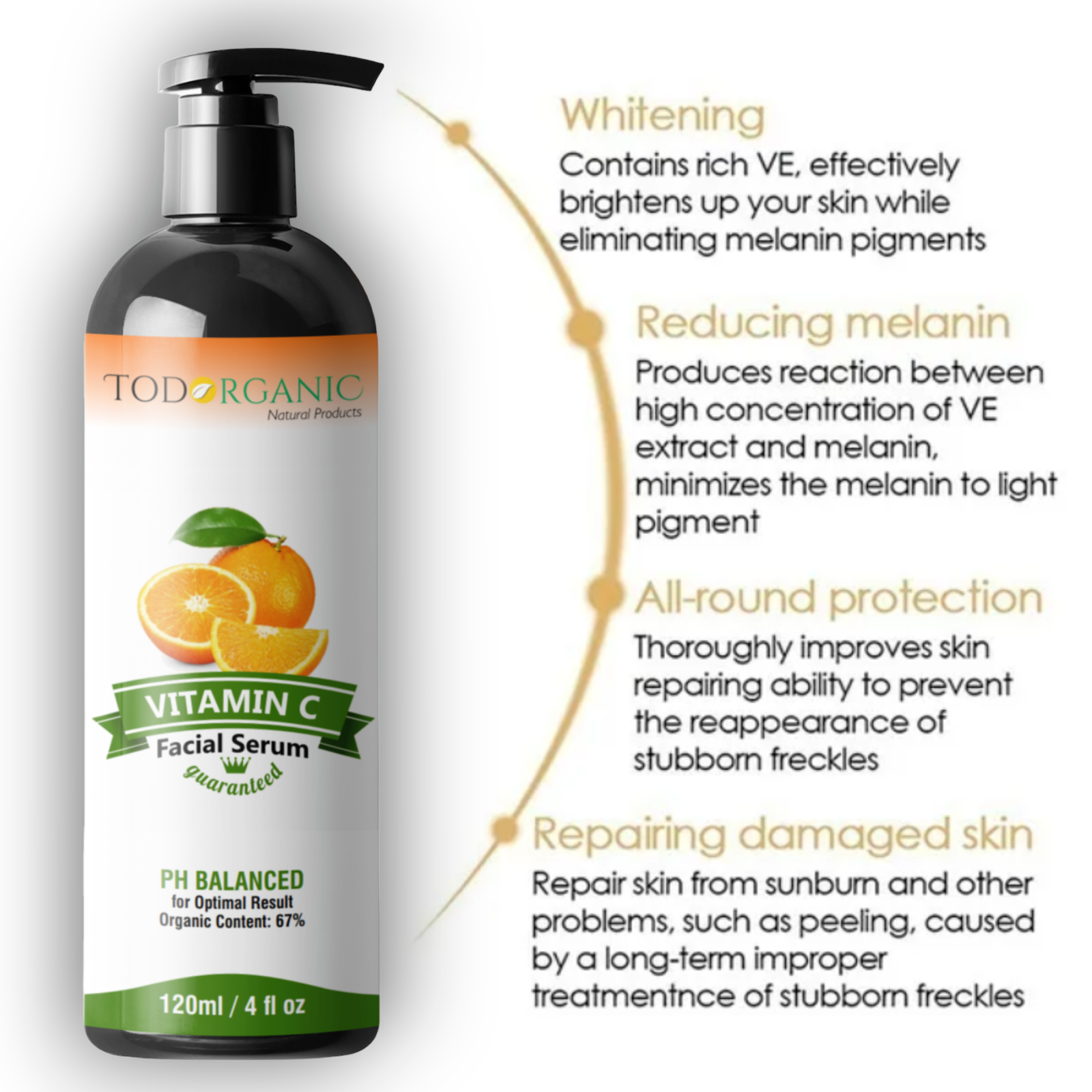 Reveal Your Radiance Natural Vitamin C Serum Flawless Glow by Todorganic by 4oz