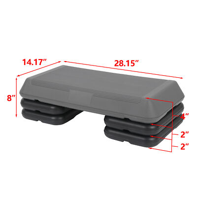 28'' Aerobic Step Platform Exercise Workout Stepper Non-Slip Surface W/4 Risers