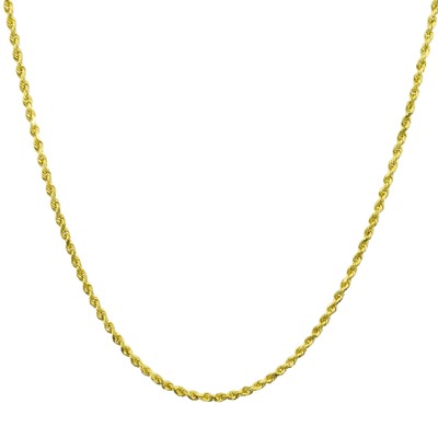 10K Yellow Gold 2mm Italian Diamond Cut Rope Chain Bracelet or Anklet 7" 8" 9"