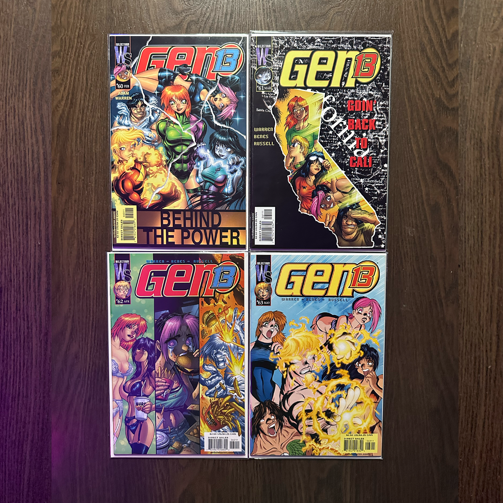 Gen 13 (vol. 2) #60, 61, 62, 63 lot: WildStorm (2001) VF - Adam