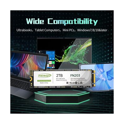 FN203 M.2 SATA SSD - SLC Cache 3D NAND TLC SATA III 6Gb/s M.2 2280 NGFF Inter...