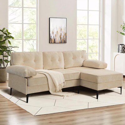 L-Shaped 3-Seat Couch with Reversible Chaise ,Convertible Sectional Sofa