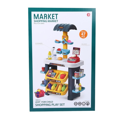 Kids Pretend Play Grocery Store Supermarket Toy Playset with Play Cash Register