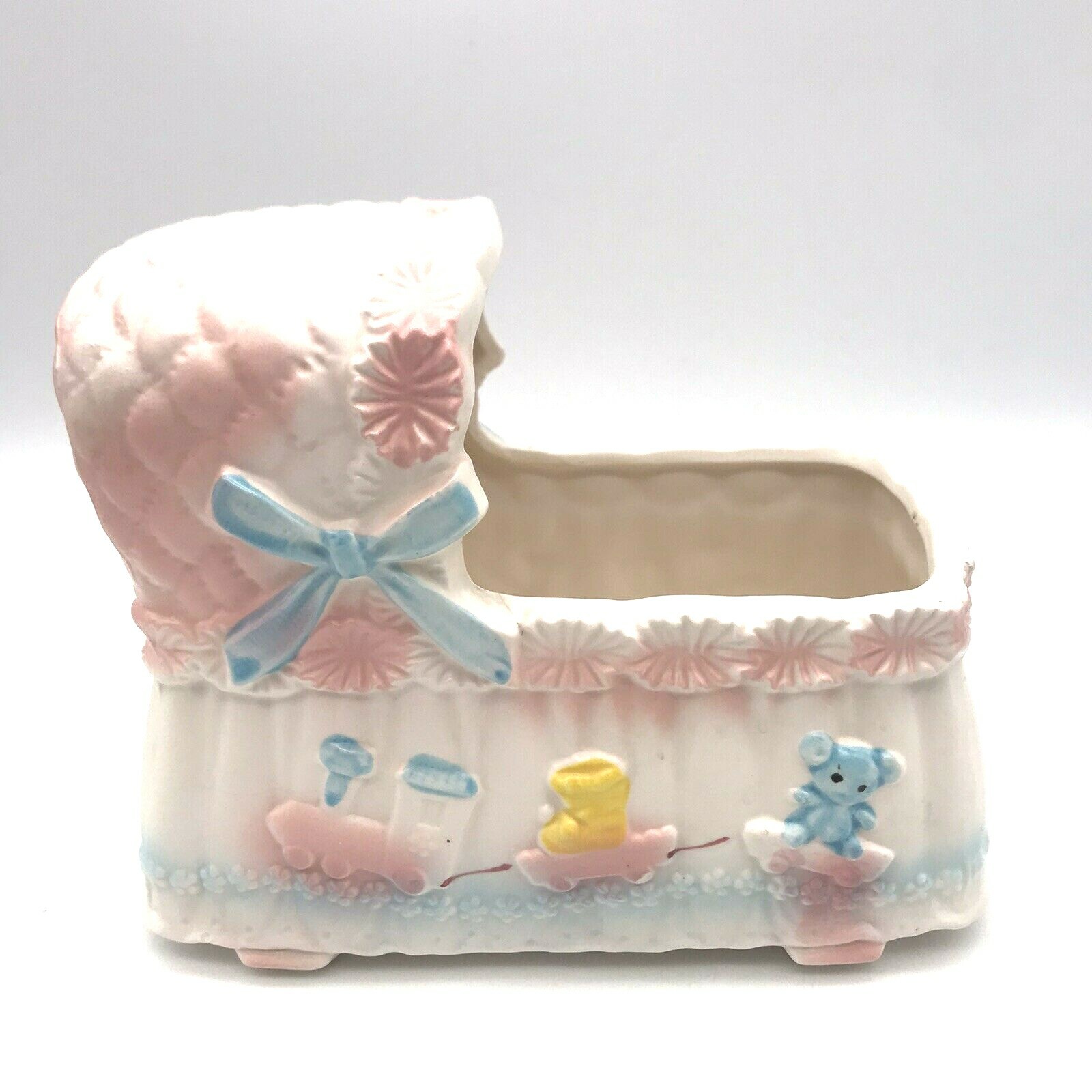 VTG Ceramic RELPO #6067 Japan Baby Nursery Bassinet Pink VTG Ceramic RELPO #6067 Japan Baby Nursery Bassinet Pink