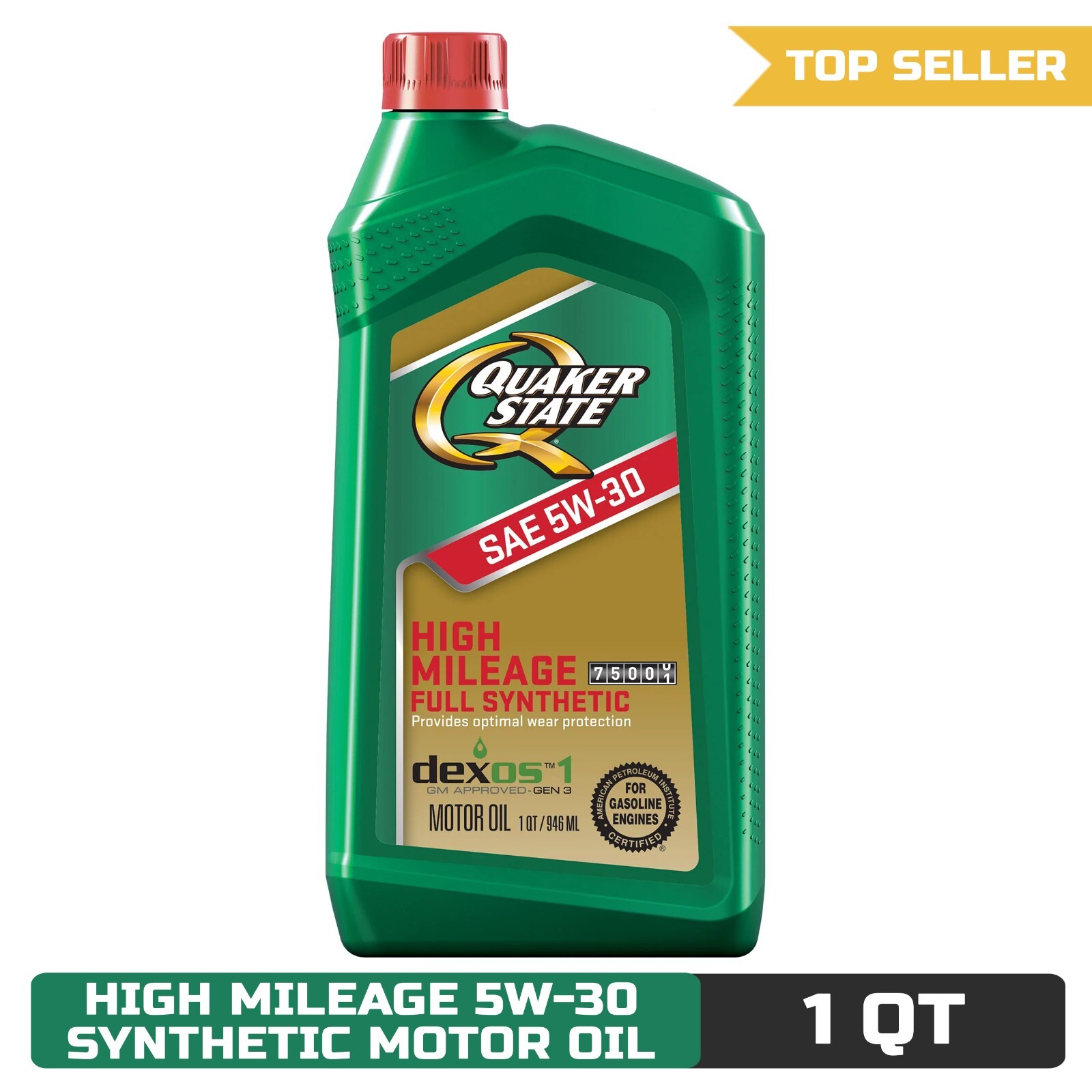 Quaker State Full Synthetic Dexos High Mileage 5W-30 Motor Oil, 1