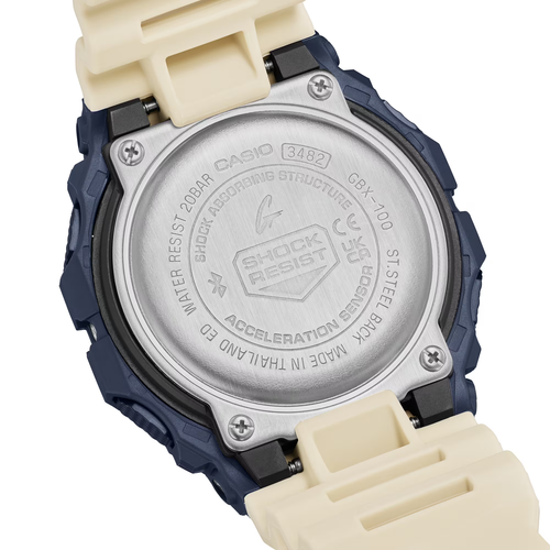 Pre-owned Casio G-shock Gbx100tt-2 Move G-lide Wave Monochrome Beige