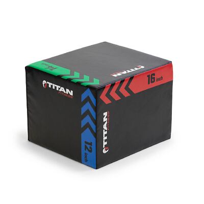 Titan Fitness Youth Pro-Duty Heavy Foam Plyometric Box, 12in 14in 16in