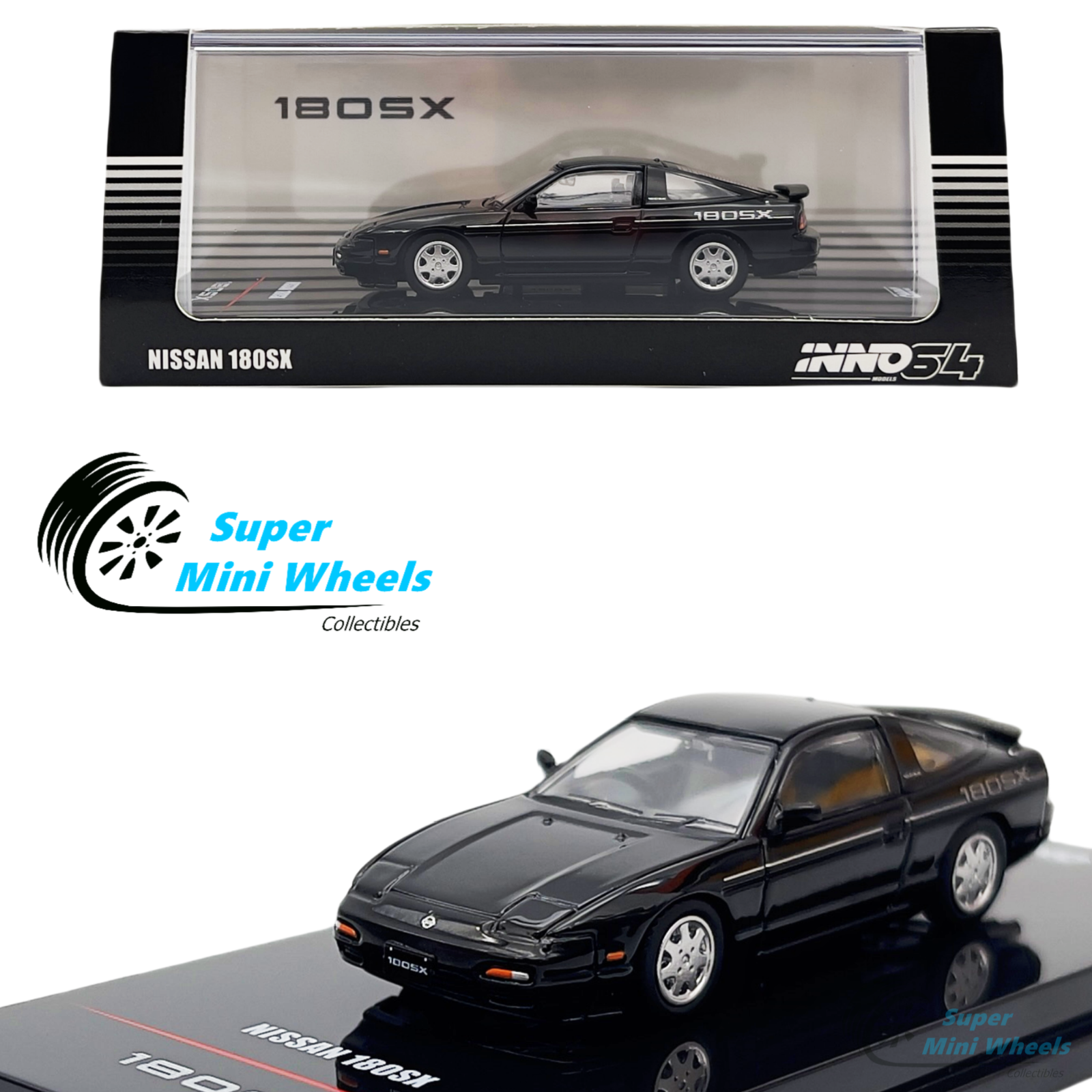 ミニカー NISSAN 180SX 1/64 INNO64 1:64 Nissan 180SX Black | eBay