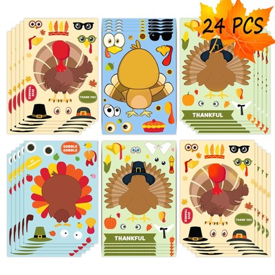 Happy Storm Thanksgiving Stickers for Kids 24 Sheets Make a Tu...