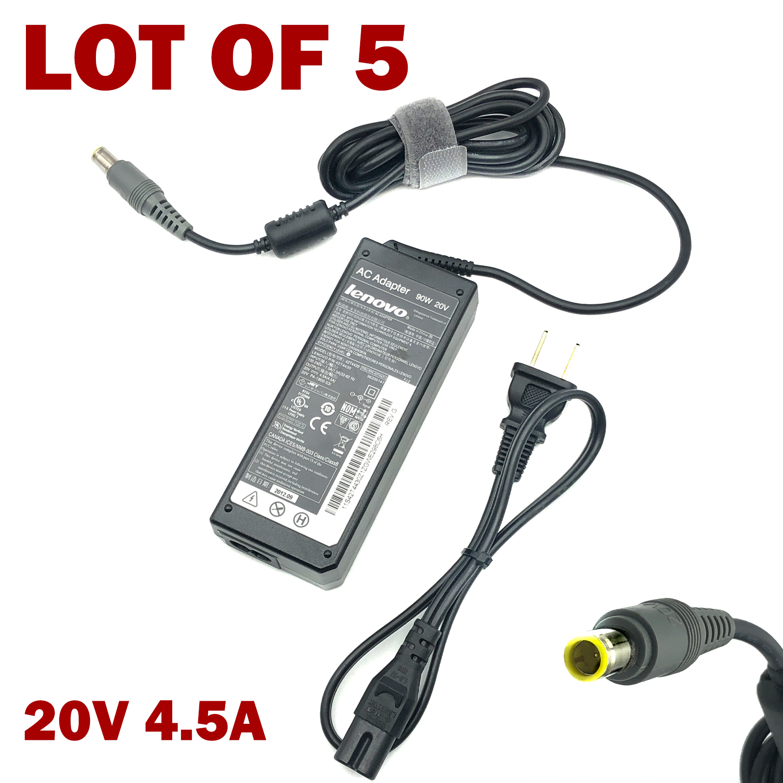 Lot of 5 Genuine Lenovo Power Adapter 90W for Laptop X60 X61 X200 X201 X301 w/PC