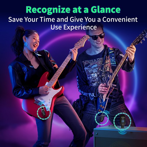 Wireless Guitar System Dual Transmitter & Receiver Built In Rechargeable Battery