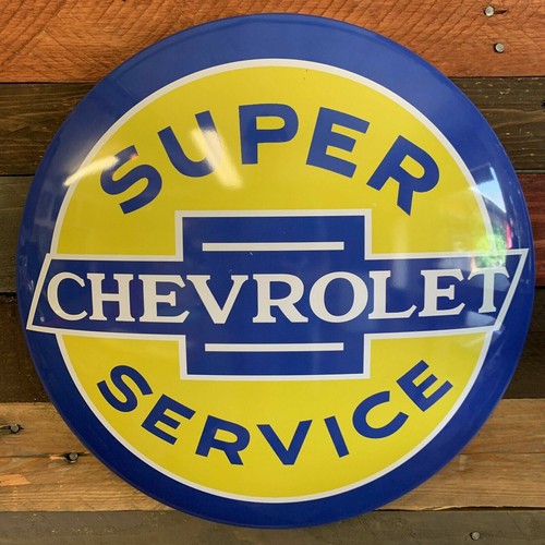 Chevrolet Super Service 15.5" Licensed Domed Metal Sign - Bar, Man Cave, Garage