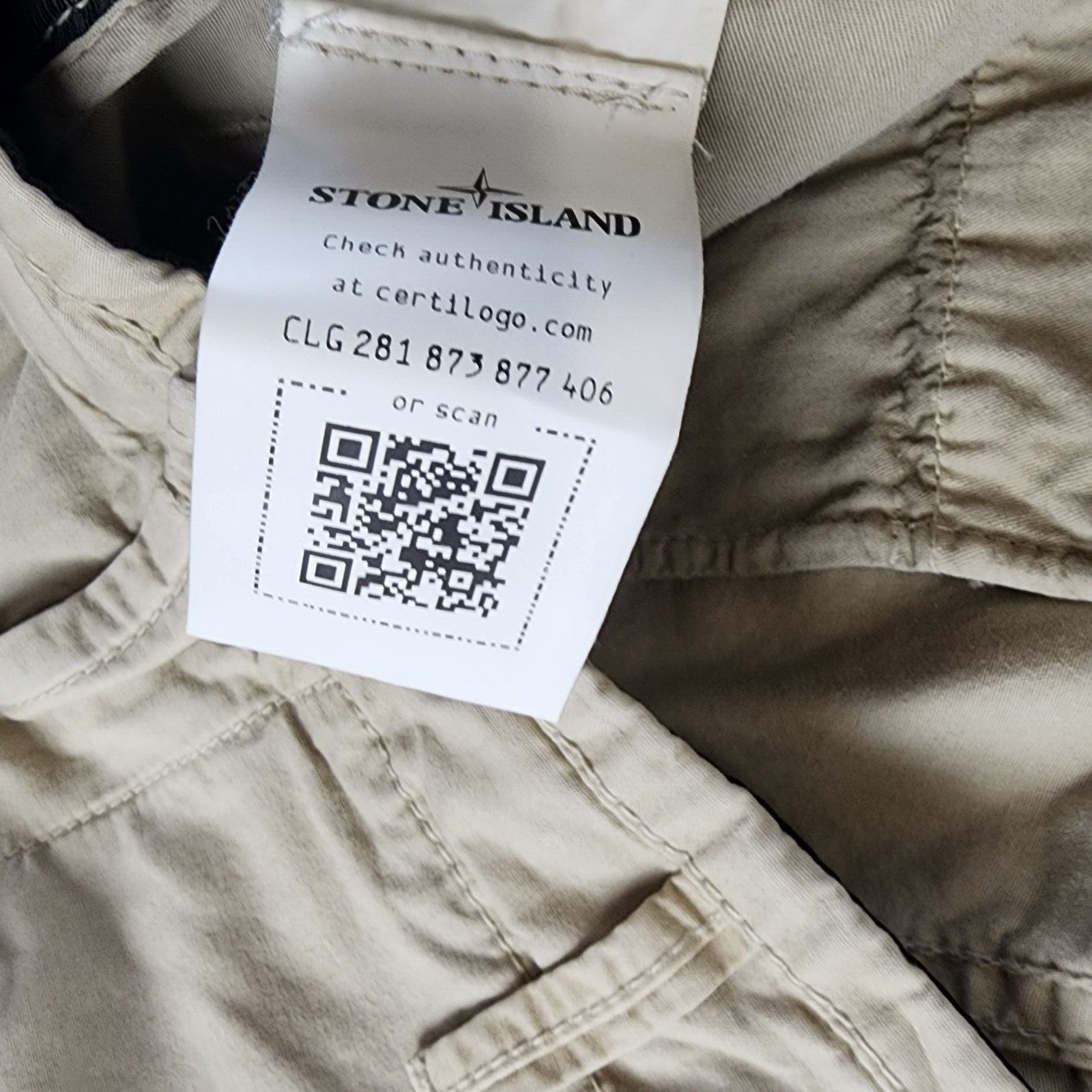 Stone Island Mid-Rise Straight Hem Pants Men's W33 Sand Button Zipped Closure - Picture 9 of 18