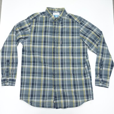 Columbia Button-Down Shirt Mens Size Large Multicolor Plaid Long Sleeve Collared