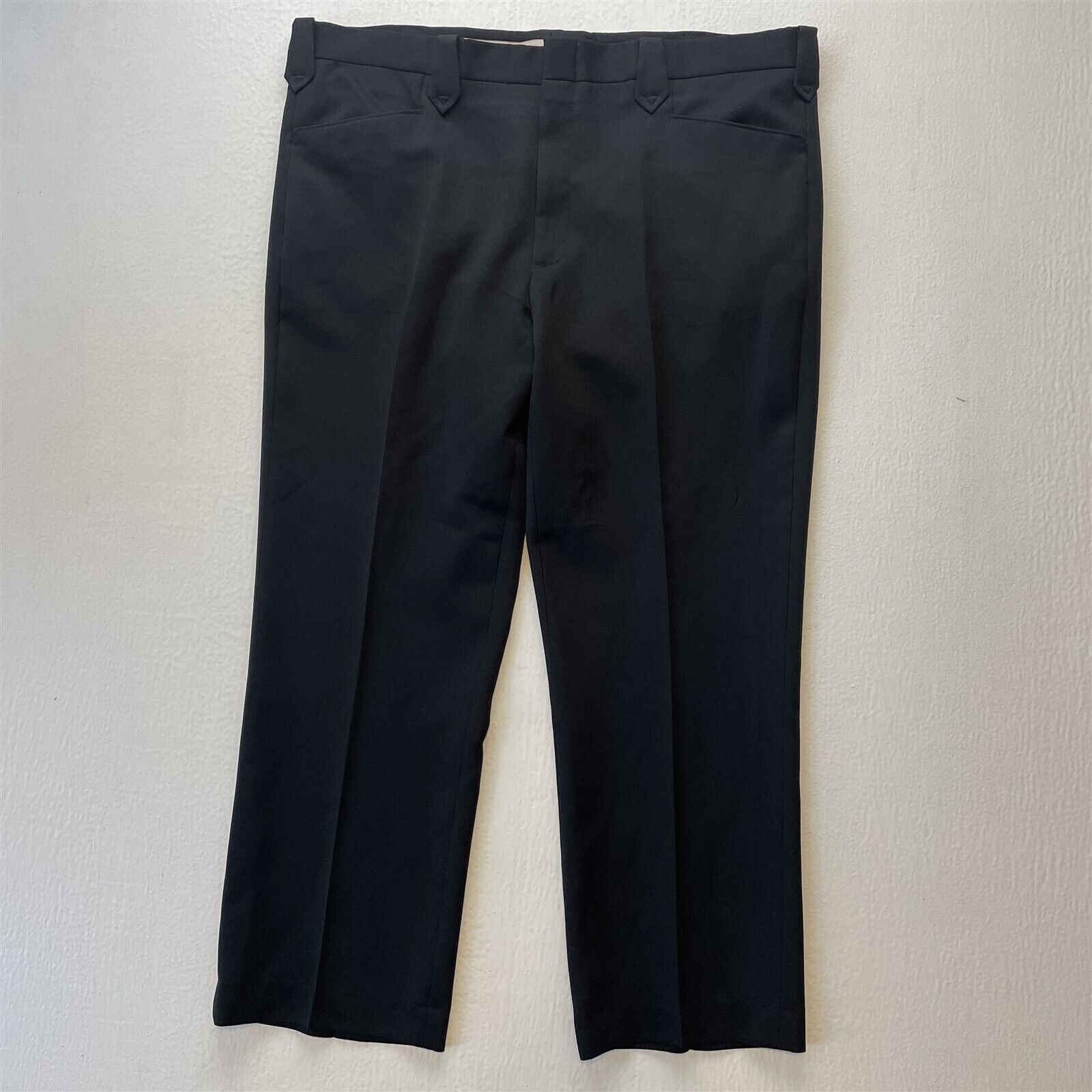 Circle S 42x30 Black Polyester Bootcut Flat Front Mens