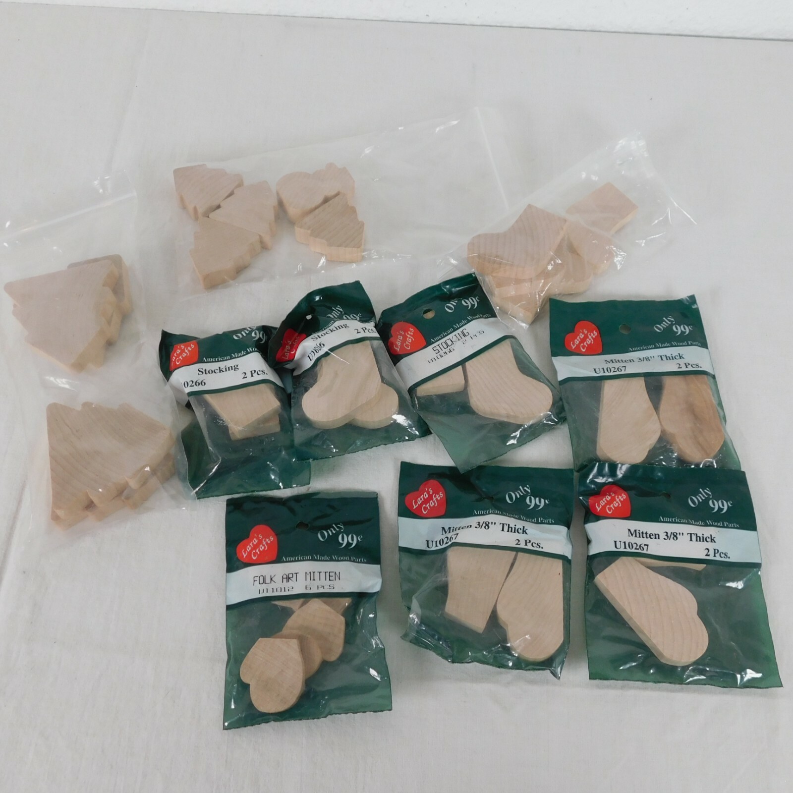 10 New & Open Mixed Lot Of Unfinished Wood Craft Packs Christmas