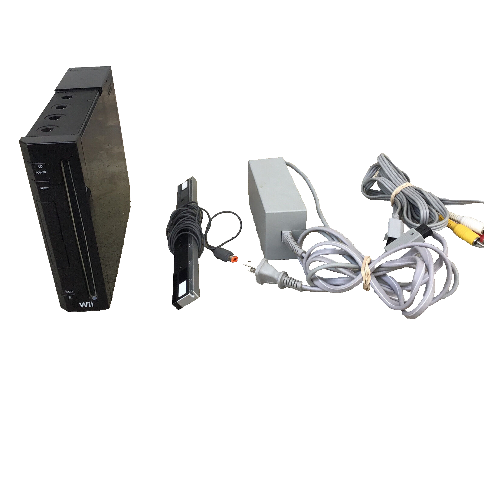 Nintendo Wii Black Console RVL-001 with Sensor Bar & Cables