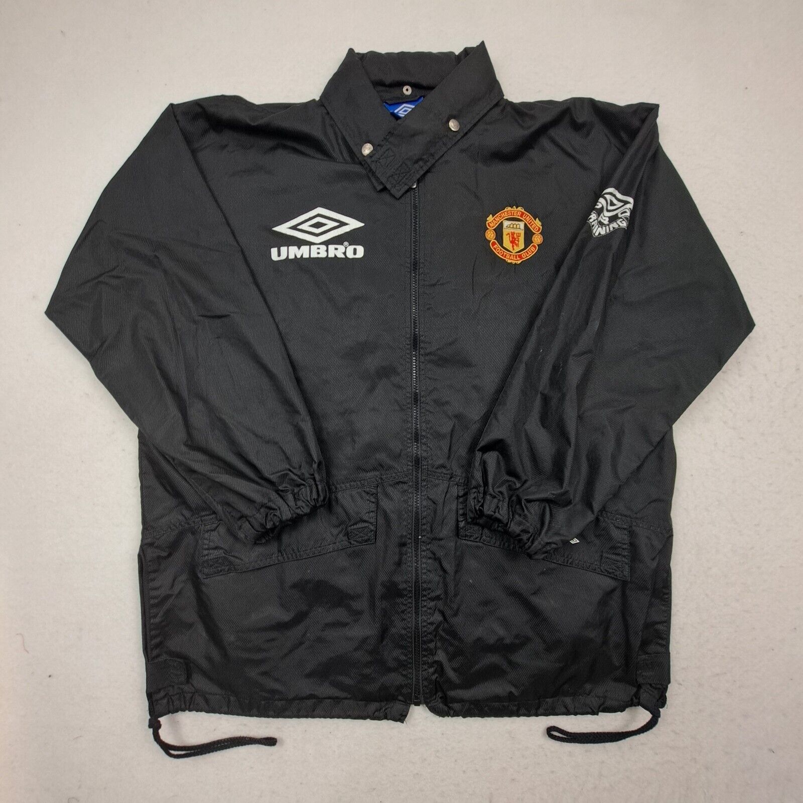 Vintage Manchester United Umbro Jacket Men Medium Black Zip Windbreaker Rain 90s Vintage Manchester United Umbro Jacket Men Medium Black Zip Windbreaker Rain 90s