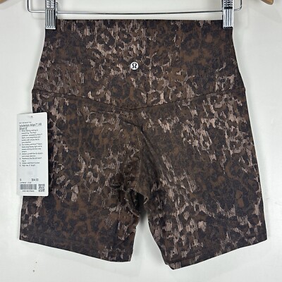 NWT Lululemon Align High Rise Short 6'' Lined Trueleopard Max Brown Animal Print