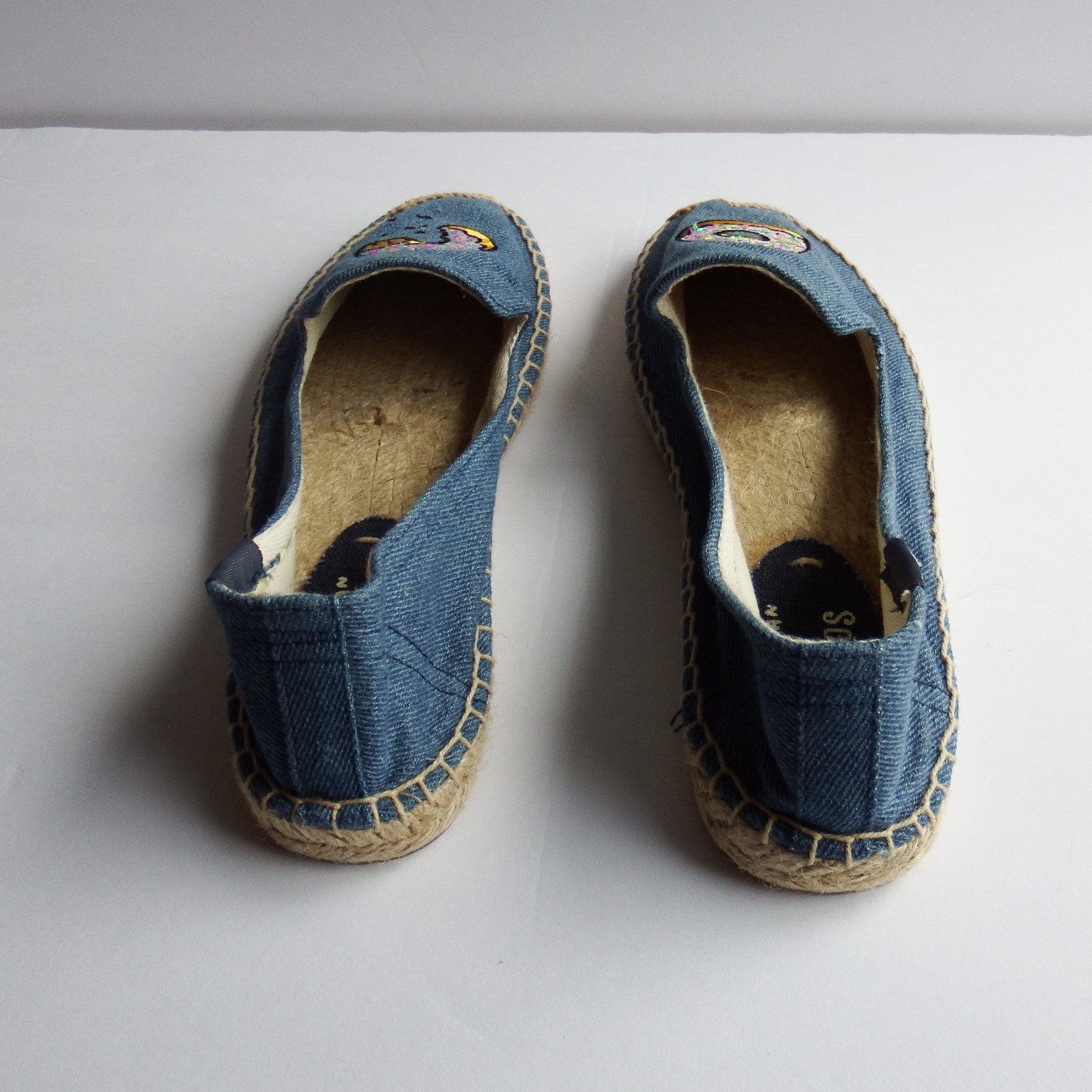 Jason Polan For Soludos Sz 7 Womens Denim Espadrille Dounut Design