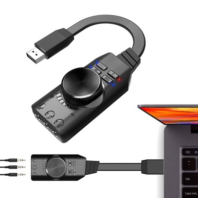 USB Sound Card Virtual 7.1 Surround Sound External Sound Card for Laptop