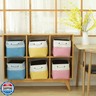 Sea Team 3-Pack Large Storage Basket Set, Trunk Organizer, Clothes Toys Bin, 15 x 10 x 10 Inches, Big Rectangular Canvas Fabric Collapsible Shelf Box with Handles for Kids Room (Pink/White)