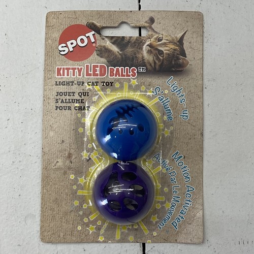 SPOT Kitty LED Balls 2 Piece Blue Purple Light Up Cat Toy NE