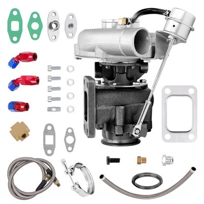 TURBO  T3 T04E V-band Turbocharger + Oil Return & feed Line Kit