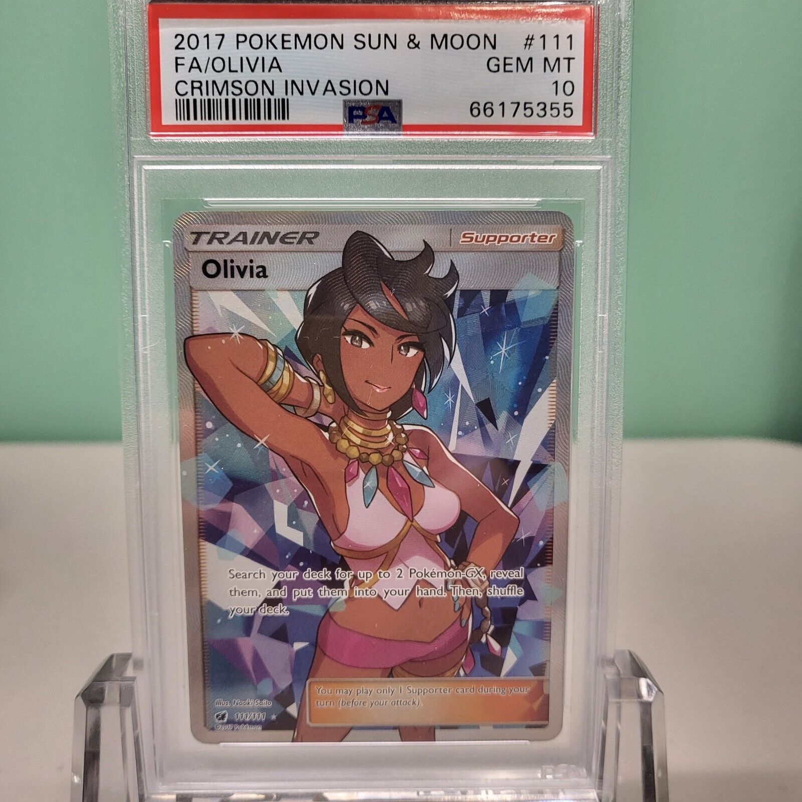 PSA 10 Olivia 111/111 Full Art Pokemon 2017 Sun & Moon PSA 10 Olivia 111/111 Full Art Pokemon 2017 Sun & Moon