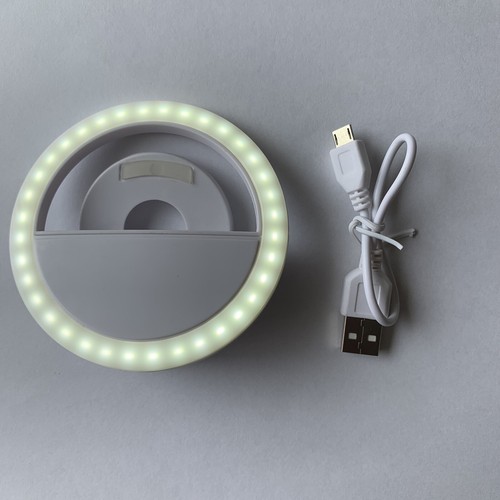New in Box Selfie Light Ring White USB Rechargeable Battery