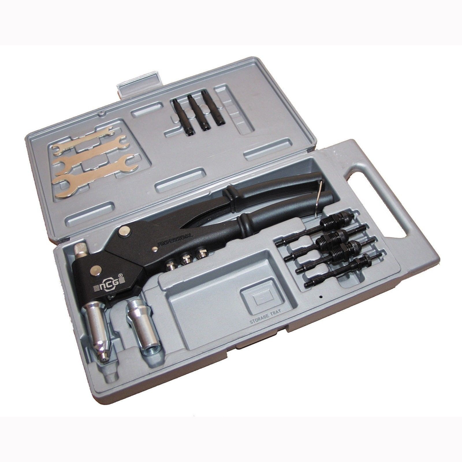 NCG Thread Insert Nut & Stud Rivet Gun Riveting Rivnut Riveter & 550pc