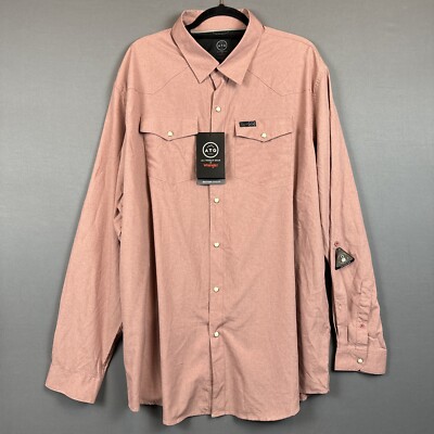 NWT Wrangler ATG Mens 2XT Tall XXT Red Western Utility Long Sleeve Pearl Snap