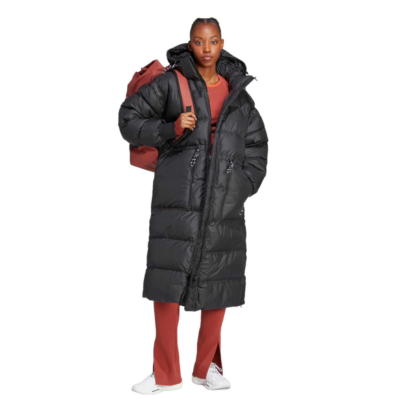 アディダス×ステラStella McCartney Long Padded Winter Jacket Adidas Stella McCartney Black Long Padded Winter Puffer Coat