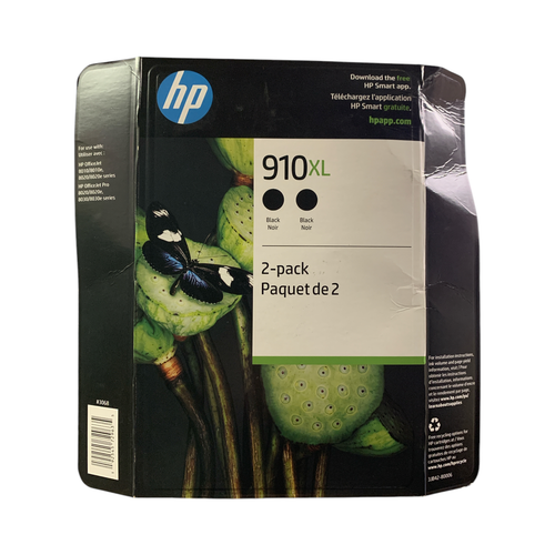 HP 910XL, Высококачественный черный оригинальный чернильный картридж, 2 упаковки, 3JB42BN