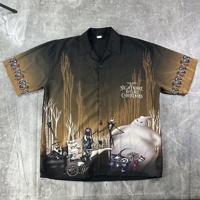 Vintage Rare The Nightmare Before Christmas Button Shirt Giant Merch Men XL AOP