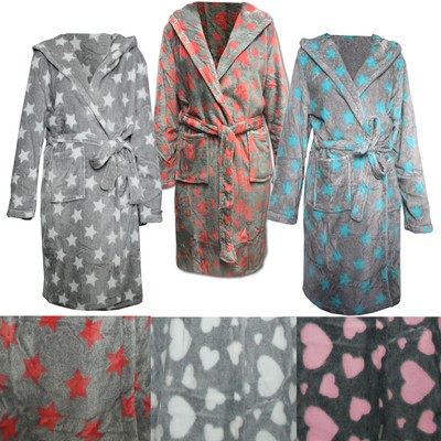 Bademantel Saunamantel Microfaser Herz Sterne Kurzbademantel Morgenmantel Kilt