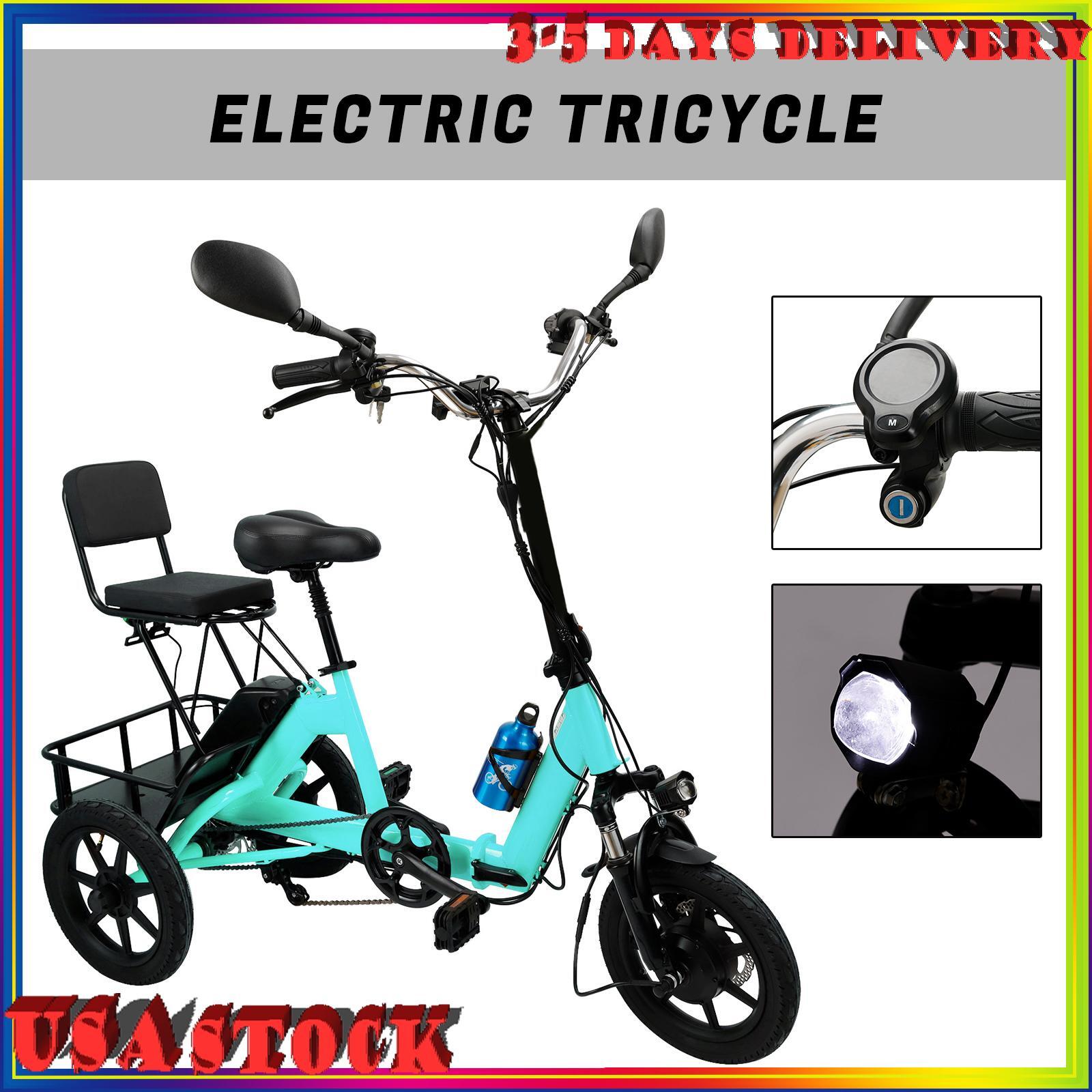 3 Wheel Electric Trike Motorized Folding Tricycle E-Bike 48V