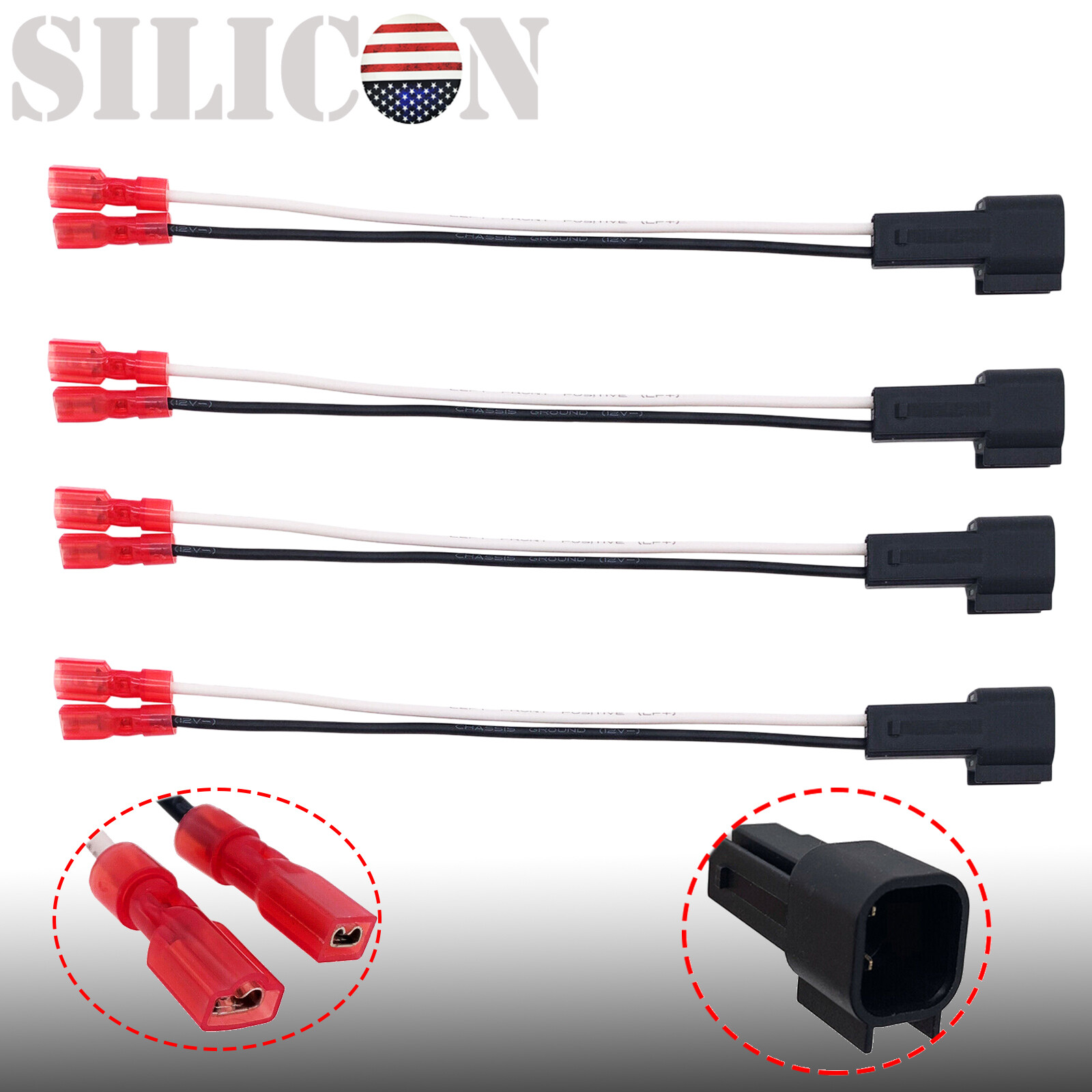 4x Front-Rear Door Speaker Harness Adapters for 1999-2014 Ford F-150