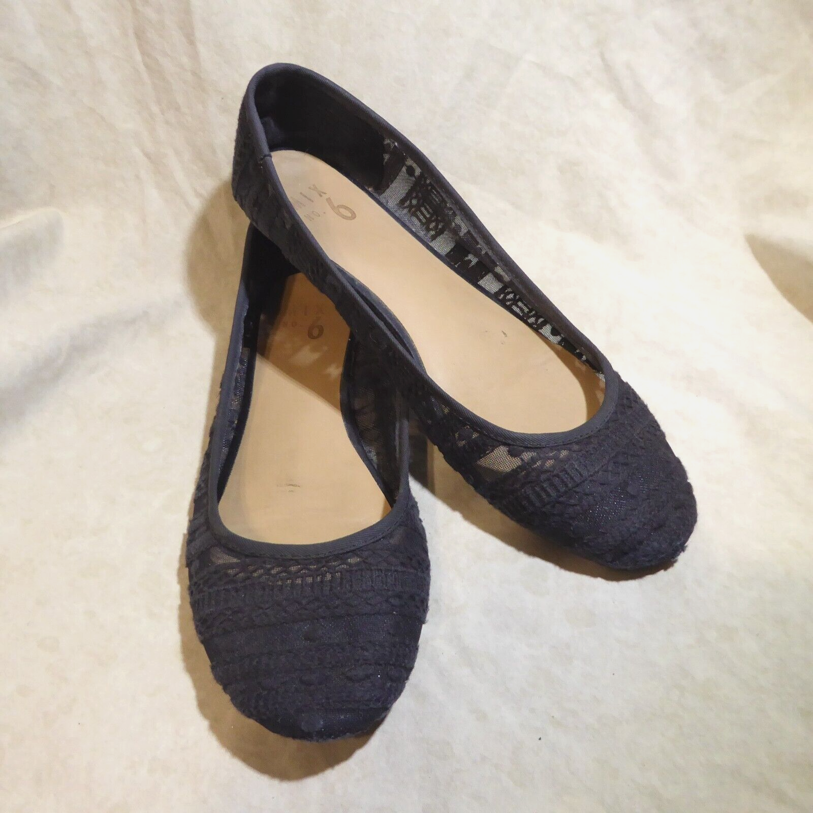Mix No. 6 Ballet Flats sz 9 M Peek a Boo Black Lace and Crochet eBay