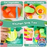 Play Kitchen Sink with Running Water, Toddler Sink Toy with Electric Faucet, Play Dishes for Kids Kitchen, Kids Kitchen Playset, Play Cooking Stove, Cookware Pot and Food for Boys and Girls, Green
