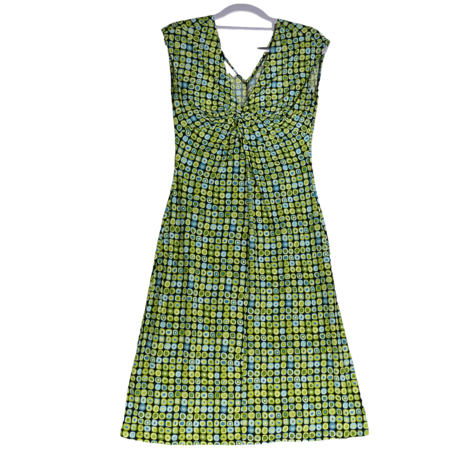 Lady Hathaway Dress Womens 4 Green Retro Print Knit Stretchy Classic Comfy