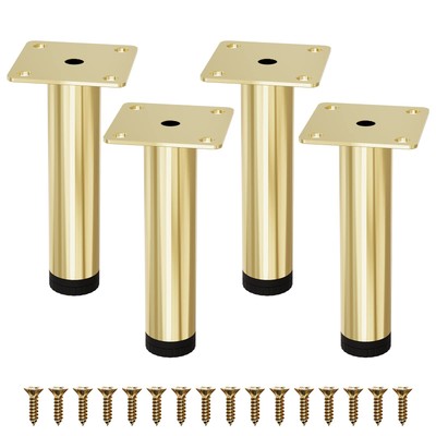 Furniture Legs 6 inch Metal SOFE Legs Set of 4 Gold Dresser Legs for Sideboar...
