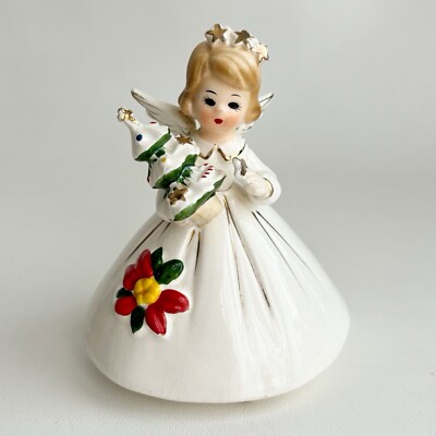 VTG Josef Originals Angel W/ Christmas Tree 1950s Kitsch Repaired Wings Rare