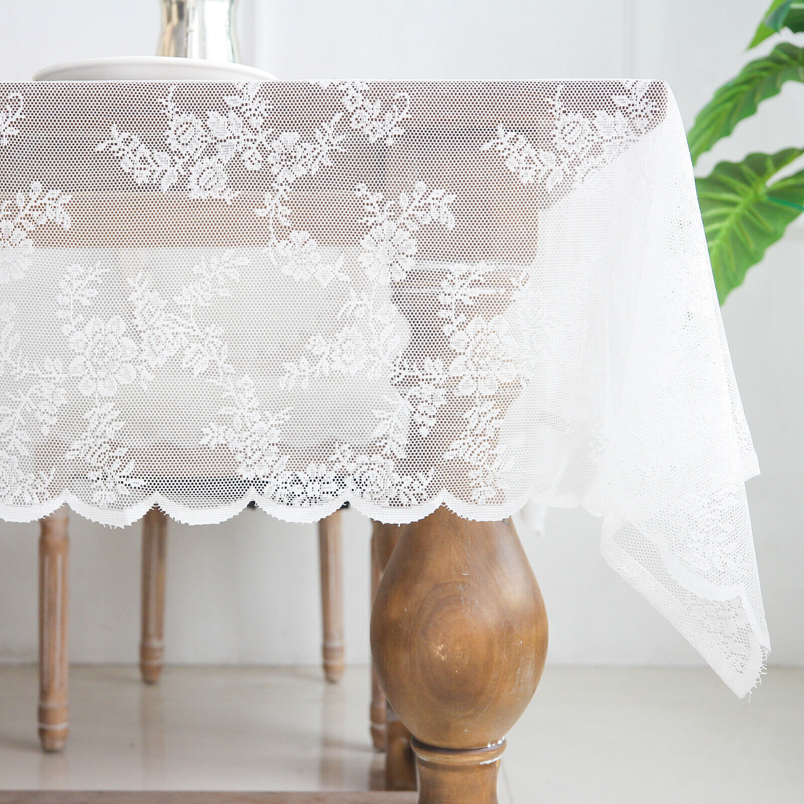 White Vintage Embroidered Lace Dining Tablecloth Table Cover Home Wedding Covers