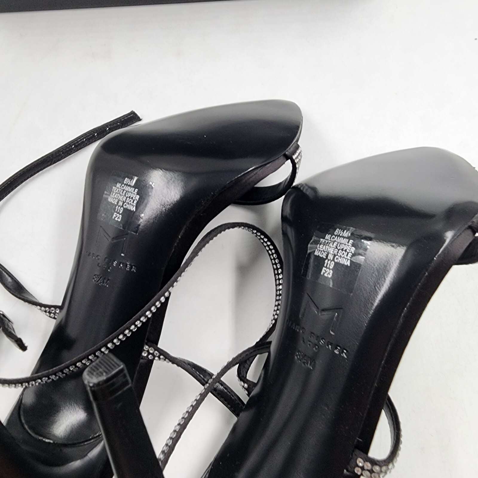 Marc Fisher LTD. Cammile Embellished Ankle Strap High Heels Women's 8.5M Black - Picture 5 of 18
