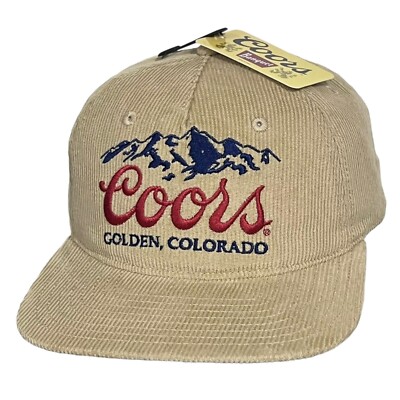 Coors Beer Corduroy Snapback Hat Cap Beige Adjustable Golden Colorado New