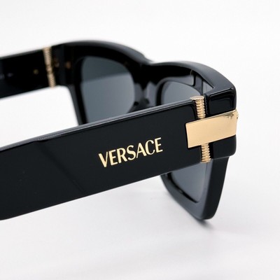 Pre-owned Versace 0ve4464-gb1/87 Black-gold Sunglasses In Gray