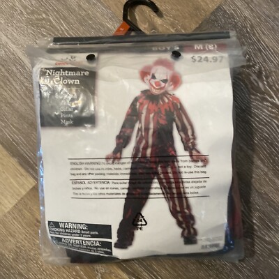 New Freakish Nightmare Clown Halloween Costume Boys M 8